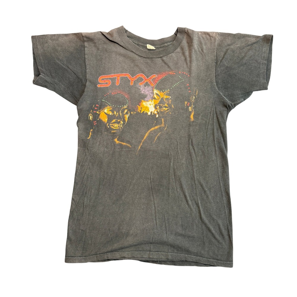 Vintage Styx Kilroy Was Here 1983 Tour Shirt Single Stitch Faded Black Small